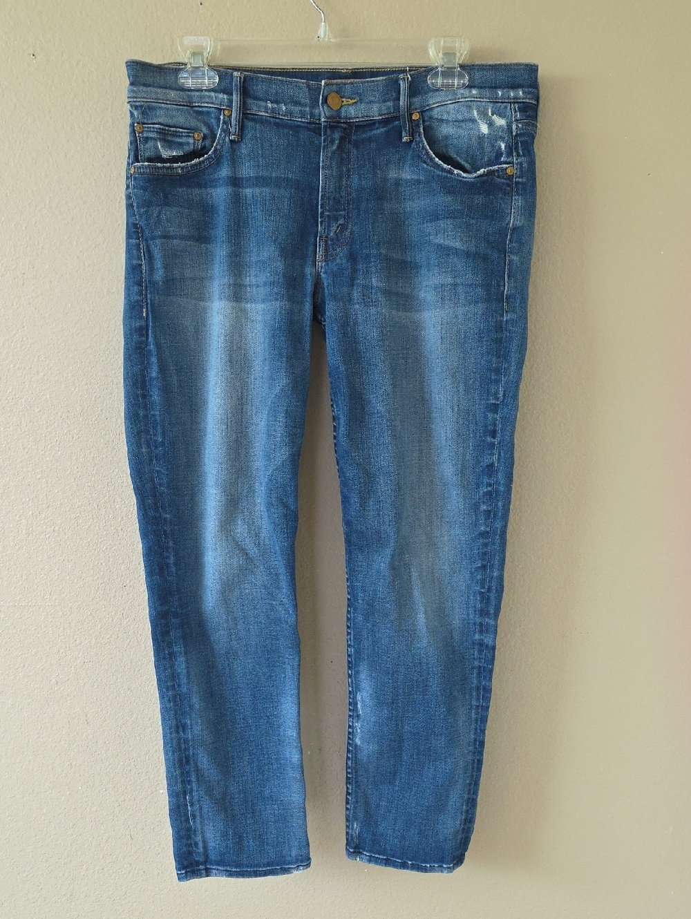 MOTHER The DropOut Tequila Truth Distressed Cropped Denim Jeans - Size 28